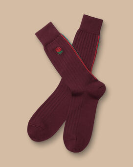 England Rugby Cotton Rib Socks - Wine Red