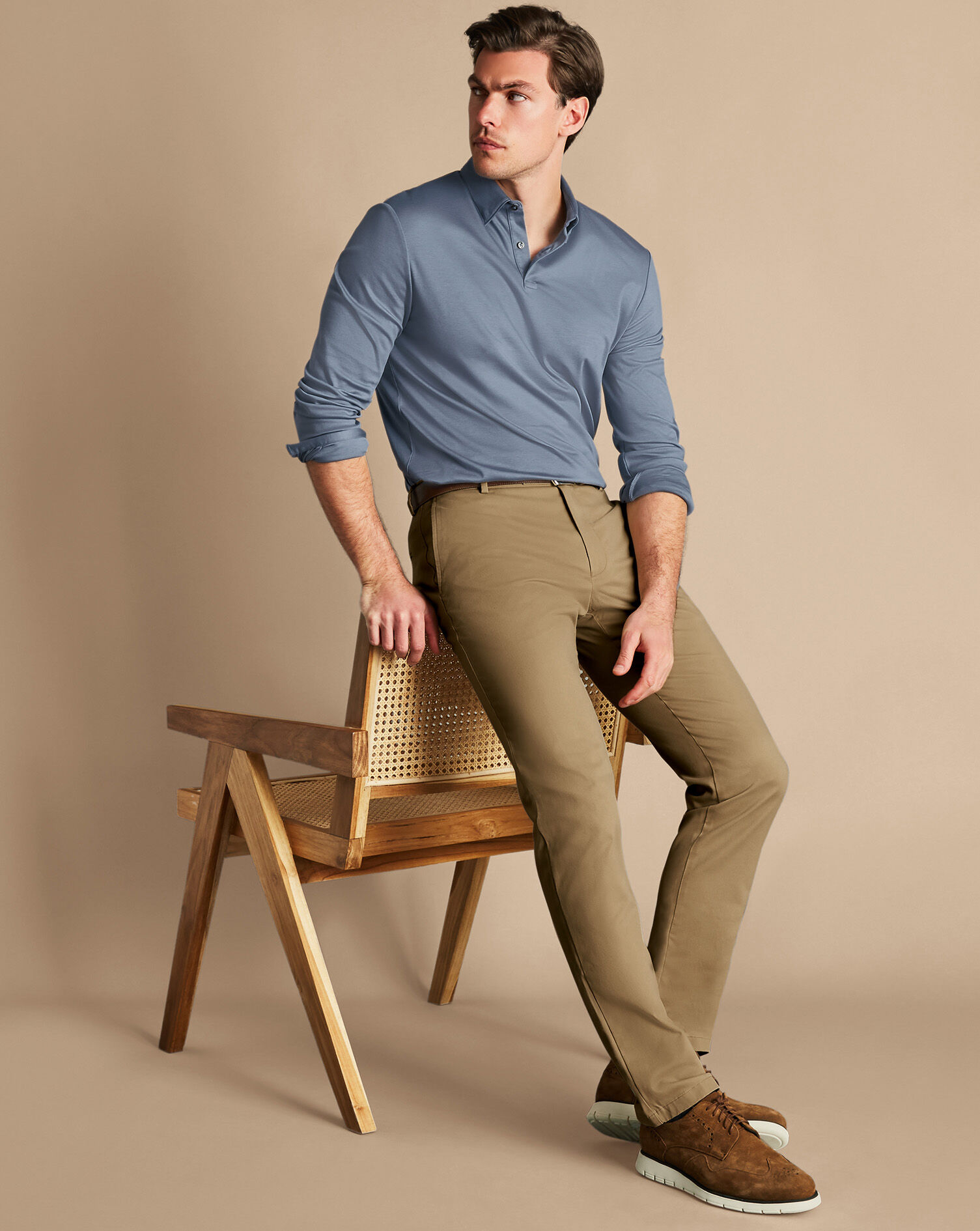 Mens Chino Trousers UK | Navy & Tan Chinos - Rydale