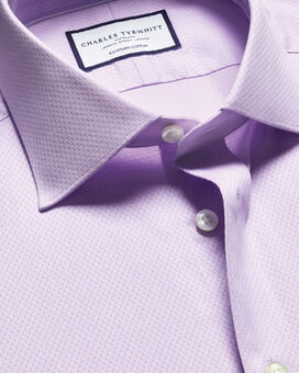 Semi-Spread Collar Egyptian Cotton Ascot Weave Shirt - Lilac Purple