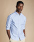 Button-Down Collar Stretch Washed Oxford Stripe Shirt - Ocean Blue