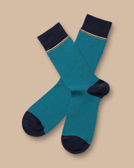 Fine Stripe Socks - Aqua Green