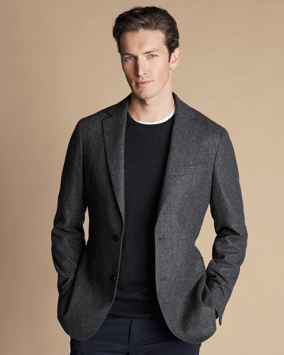 Twill Wool Jacket - Charcoal Grey | Charles Tyrwhitt