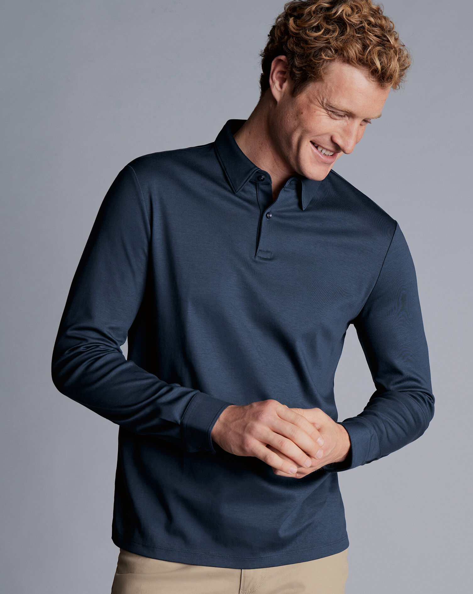 Long sleeve clearance blue polo shirts