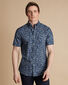 Non-Iron Stretch Paisley Print Short Sleeve Shirt - Indigo Blue