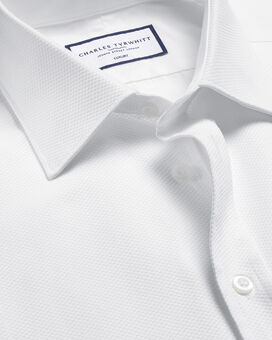 Chemise de soirée en piqué à col classique et plastron  - Blanc