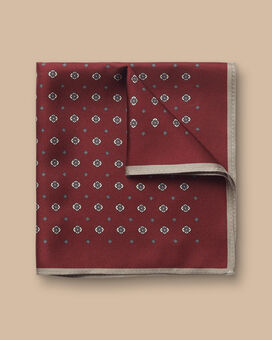 Medallion Silk Pocket Square - Maroon Red