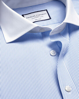 Spread Collar Non-Iron Bengal Stripe Winchester Shirt - Sky Blue