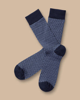 Herringbone Socks -Steel Blue