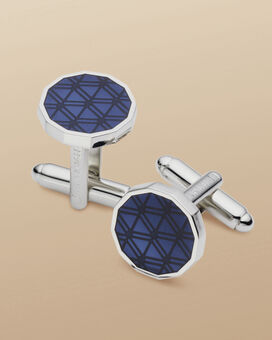 Diamond Enamel Cufflink - Navy