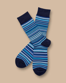 Multi Stripe Socks - Cobalt Blue