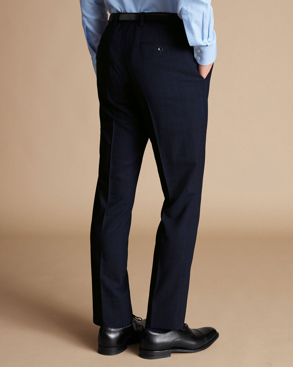 Ultimate Performance Prince Of Wales Suit Trousers - Navy | Charles ...