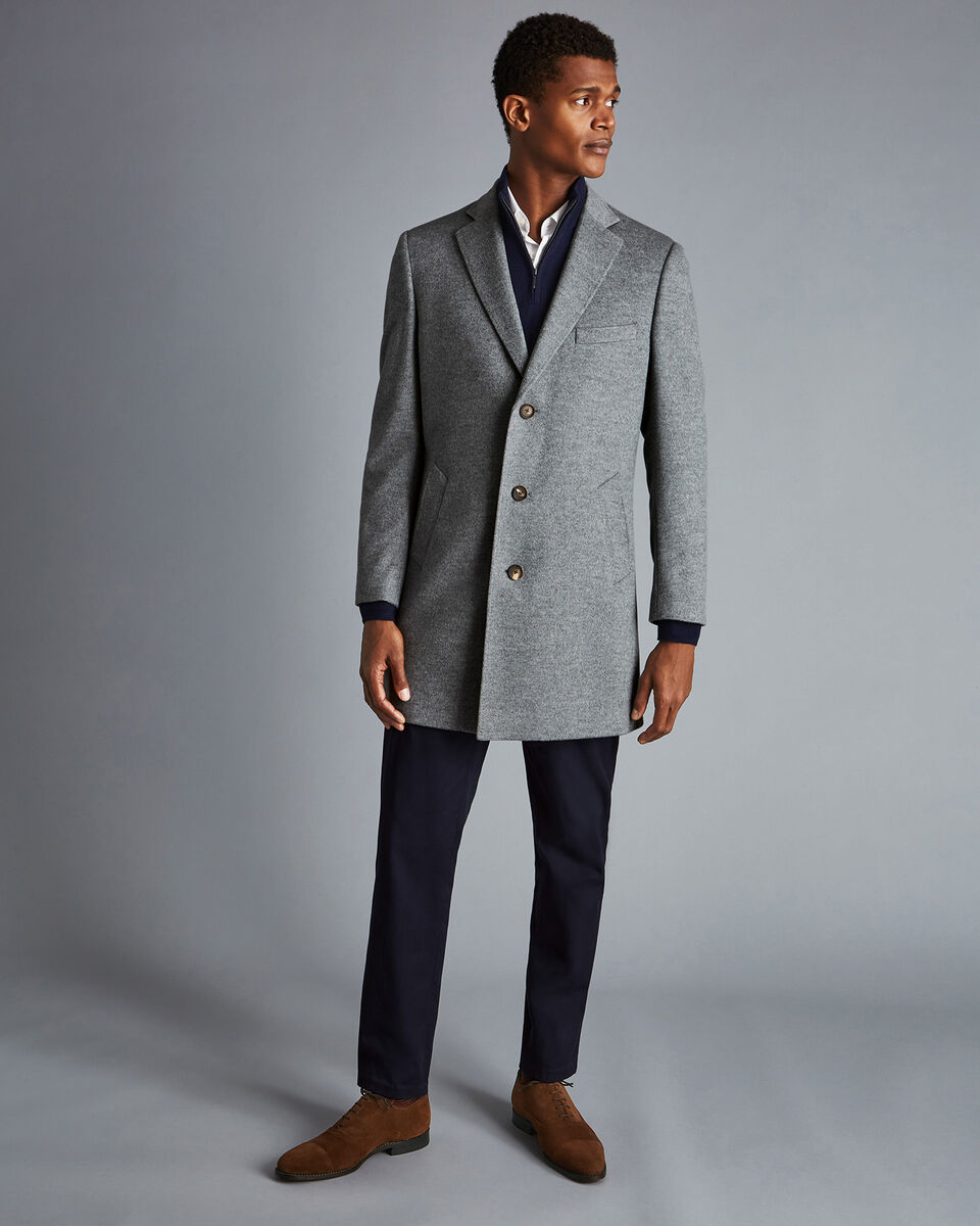Wool Overcoat - Grey | Charles Tyrwhitt