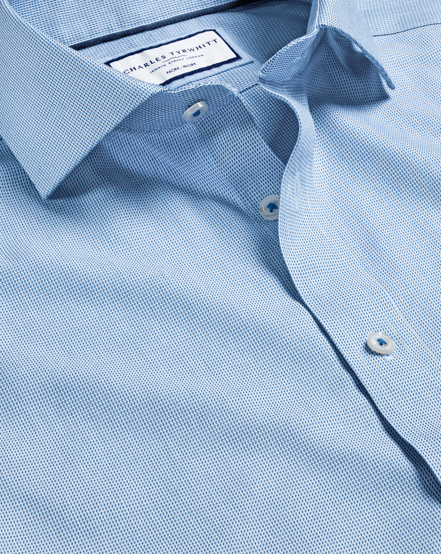 Cutaway Collar Non Iron Clifton Weave Shirt Ocean Blue