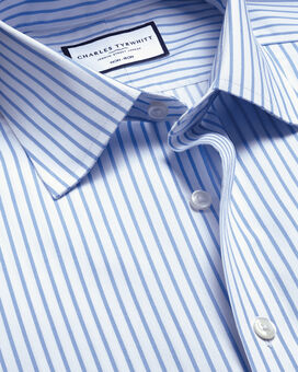 Non-Iron Twill Stripe Shirt - Cornflower Blue