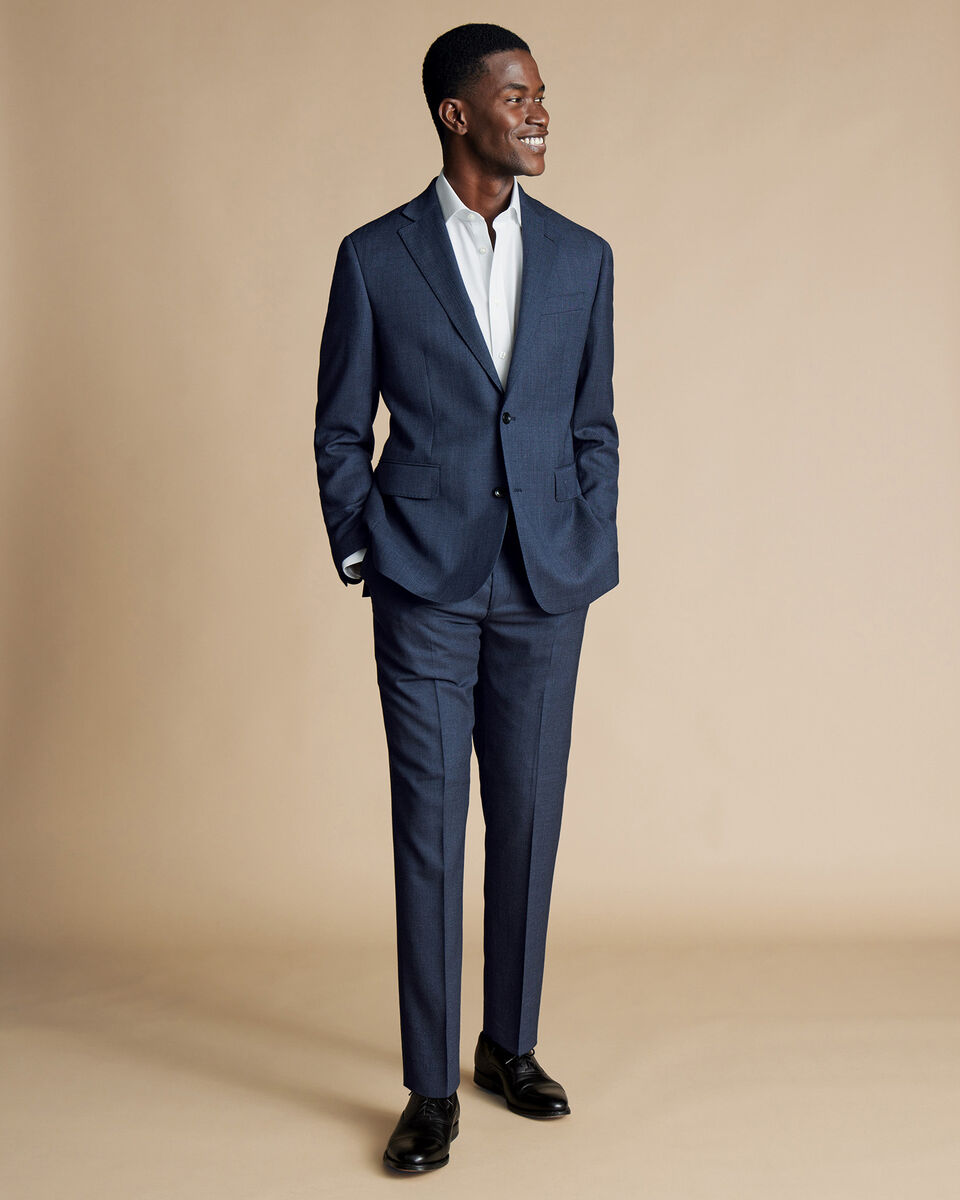 Prince Of Wales Suit Jacket - Heather Blue | Charles Tyrwhitt