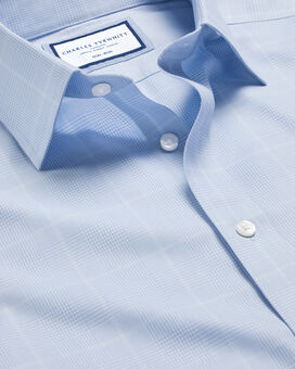 Non-Iron Prince of Wales Check Shirt - Cornflower Blue | Charles Tyrwhitt