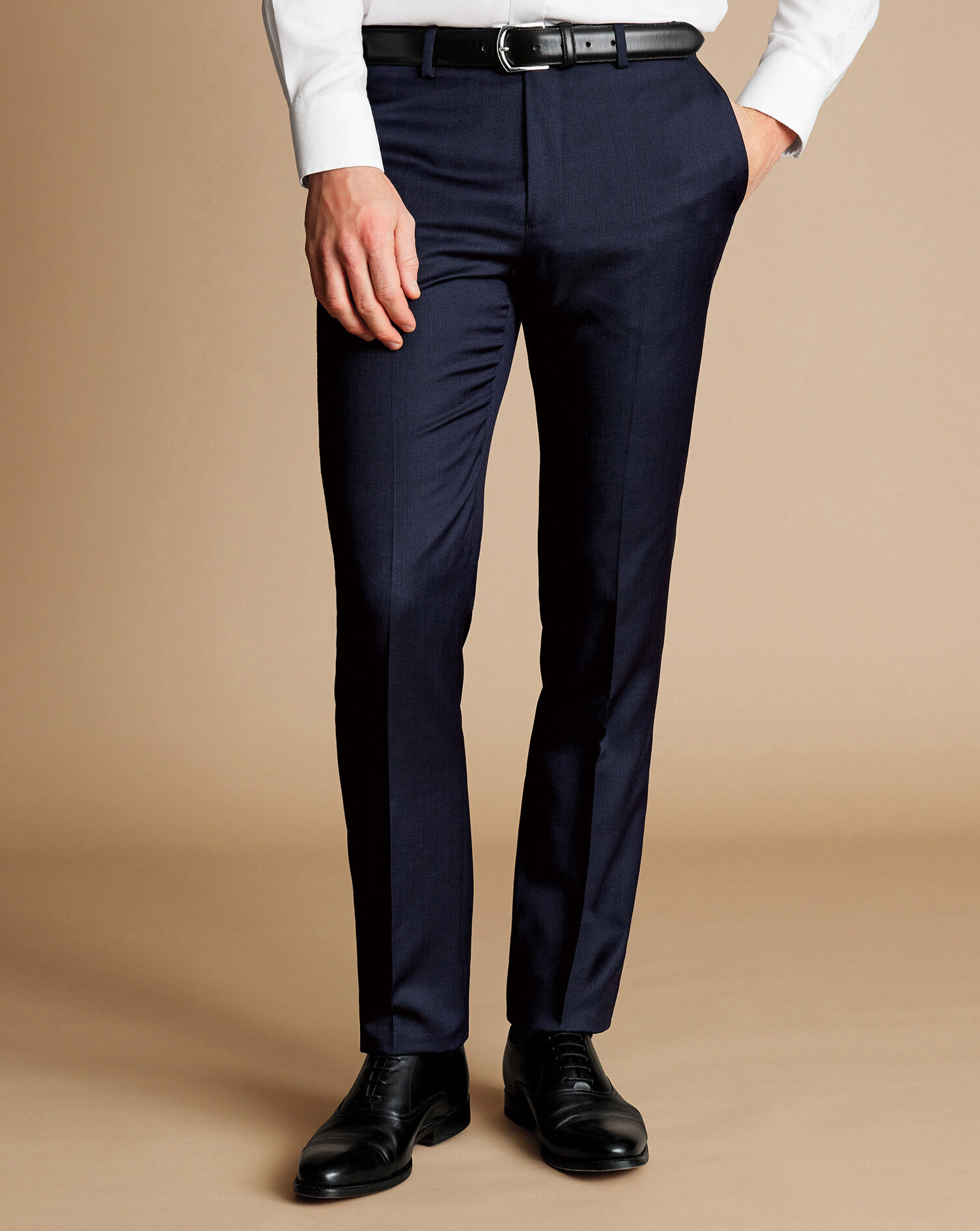 Buy Men Blue Slim Fit Check Flat Front Formal Trousers Online - 734515 |  Louis Philippe