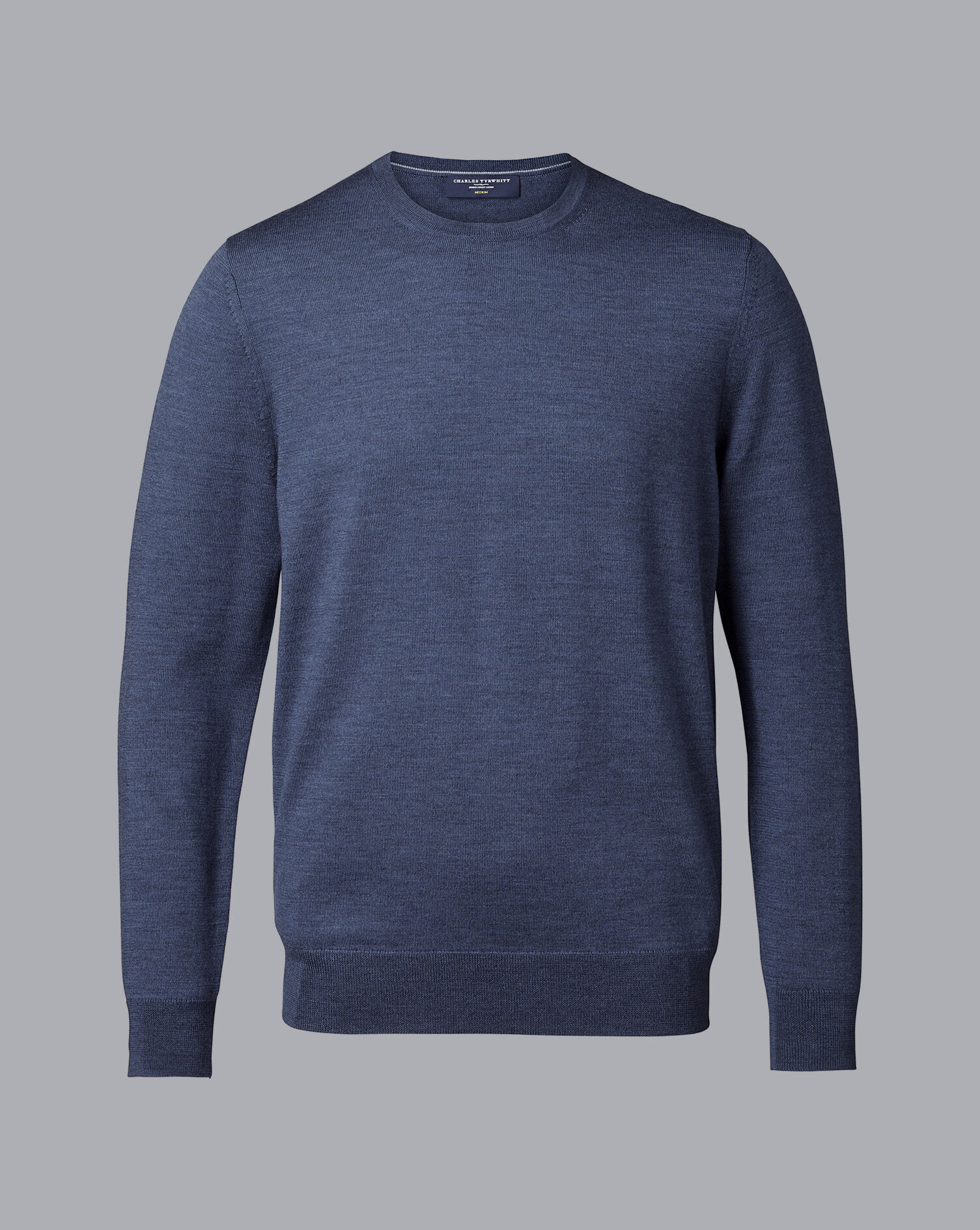 Merino Crew Neck Sweater - Indigo Melange | Charles Tyrwhitt