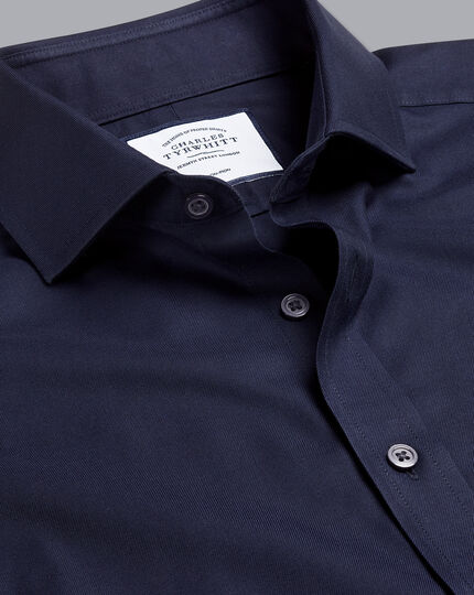 Cutaway Collar Non-Iron Twill Shirt - Navy | Charles Tyrwhitt