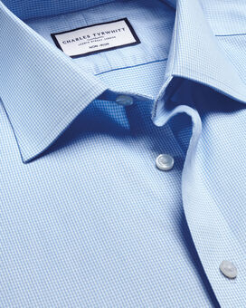 Non-Iron Puppytooth Shirt - Sky Blue