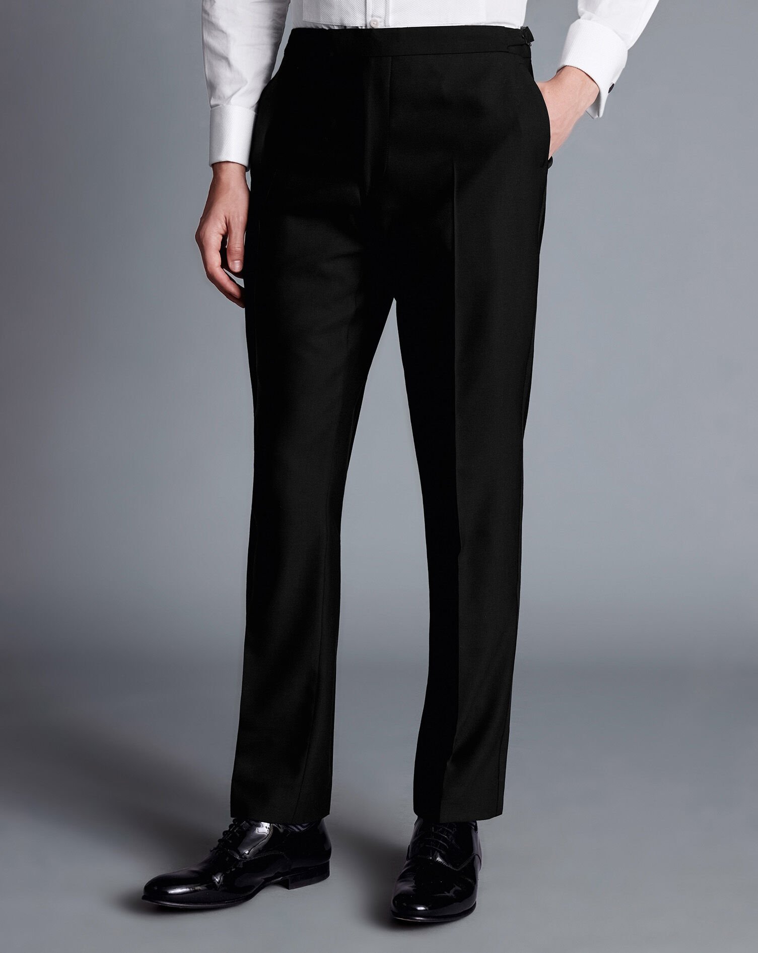 Women's Black Flat Front Tuxedo Pants - LionsDeal