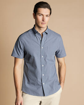 Non-Iron Stretch Short Sleeve Shirt - French Blue