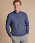 Combed Cotton Zip Neck Jumper - Blue