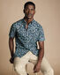 Non-Iron Floral Print Short Sleeve Shirt - Mid Blue