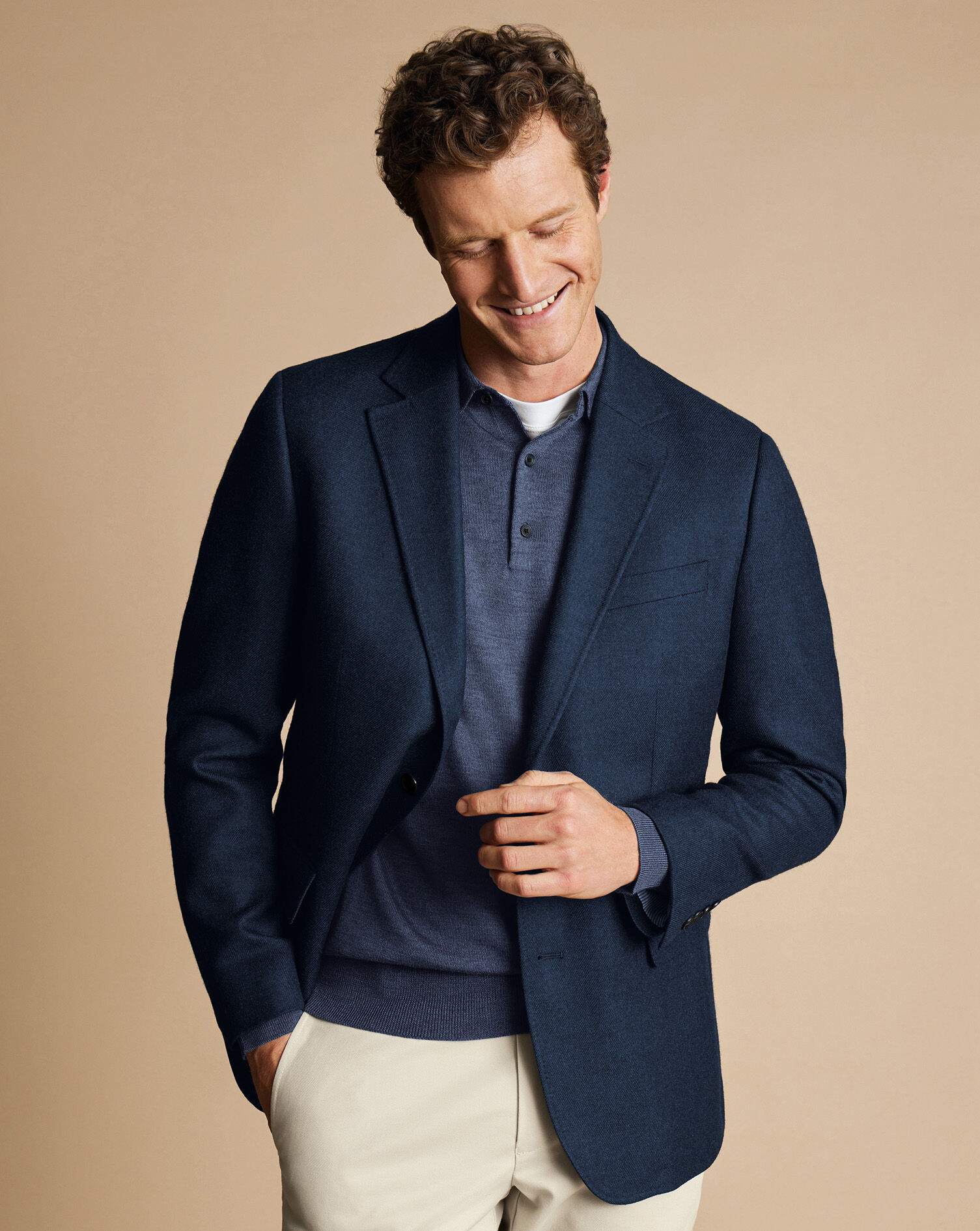 Wool Check Jacket - Denim Blue | Charles Tyrwhitt