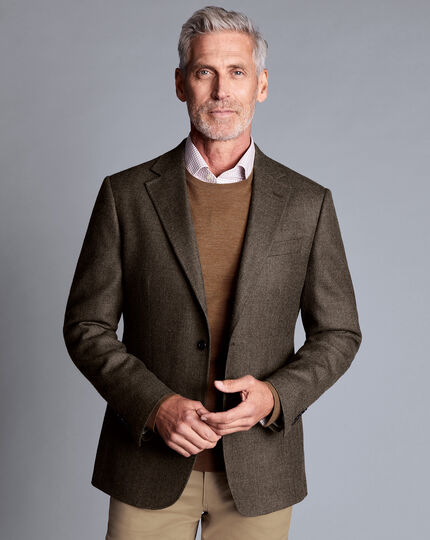 Men's Charles Tyrwhitt Long Sleeve Pique Polo Shirt - Camel Brown Size XXXL Cotton