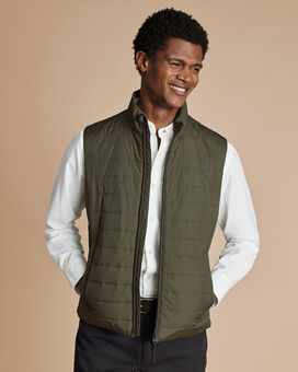 Lightweight Quilted Vest - Olive Green