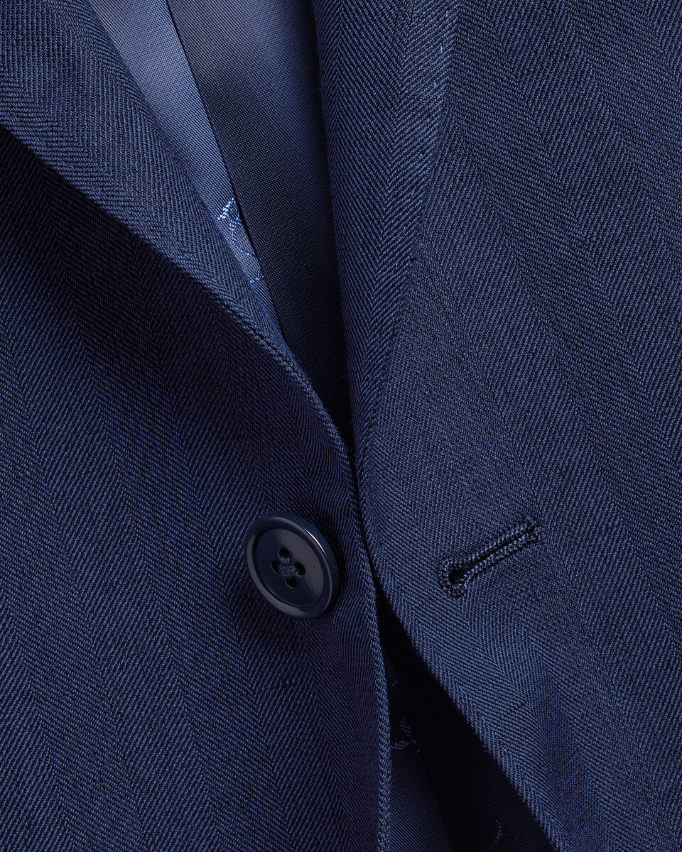 Herringbone Wool Linen Silk Jacket - Ink Blue | Charles Tyrwhitt