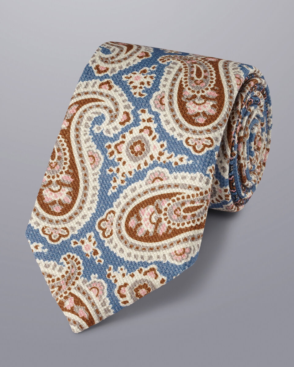 Italienische Krawatte aus - Paisleymuster | Toffee Seide Tyrwhitt & Kornblumenblau mit Charles
