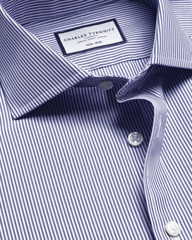 Cutaway Collar Non-Iron Bengal Stripe Shirt - Royal Blue