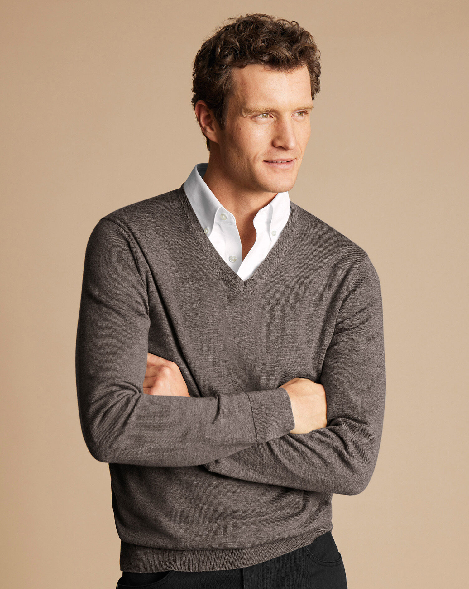 Merino V-Neck Sweater - Mocha