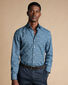 Made with Liberty Fabric Semi-Cutaway Collar Floral Print Shirt - Steel Blue