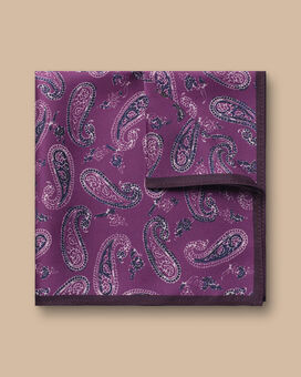 Paisley Silk Pocket Square - Purple