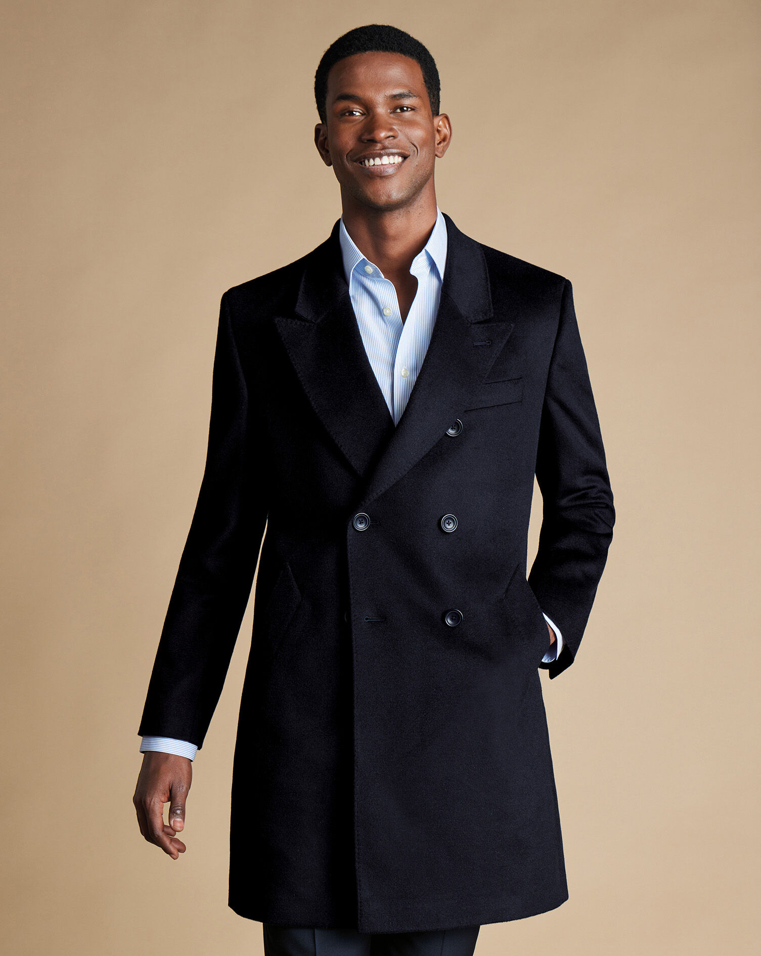 Wool Overcoat - Navy | Charles Tyrwhitt