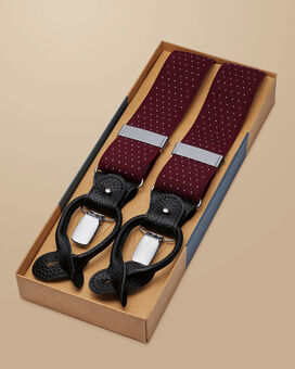 Spot Pattern Combination Suspenders - Wine Red