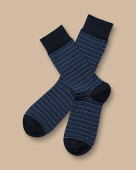 Multi Fine Stripe Socks - Navy