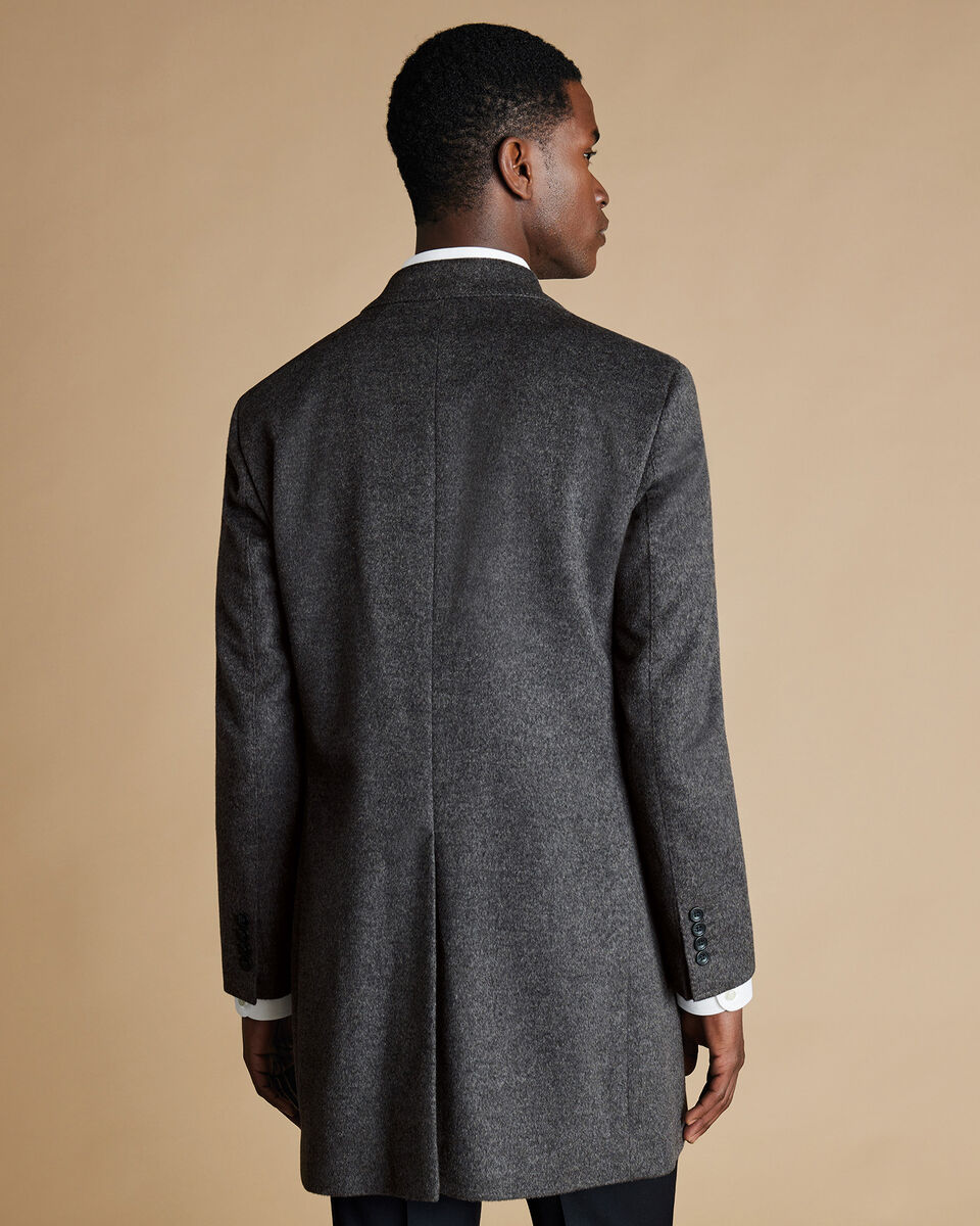 Wool Overcoat - Dark Grey | Charles Tyrwhitt