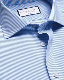 Spread Collar Non-Iron Bengal Stripe Shirt - Cornflower Blue