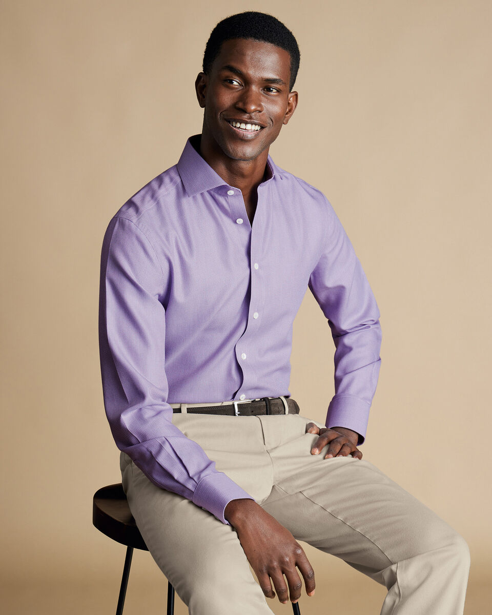 Cutaway Collar Non-Iron Mayfair Weave Shirt - Lilac Purple | Charles ...