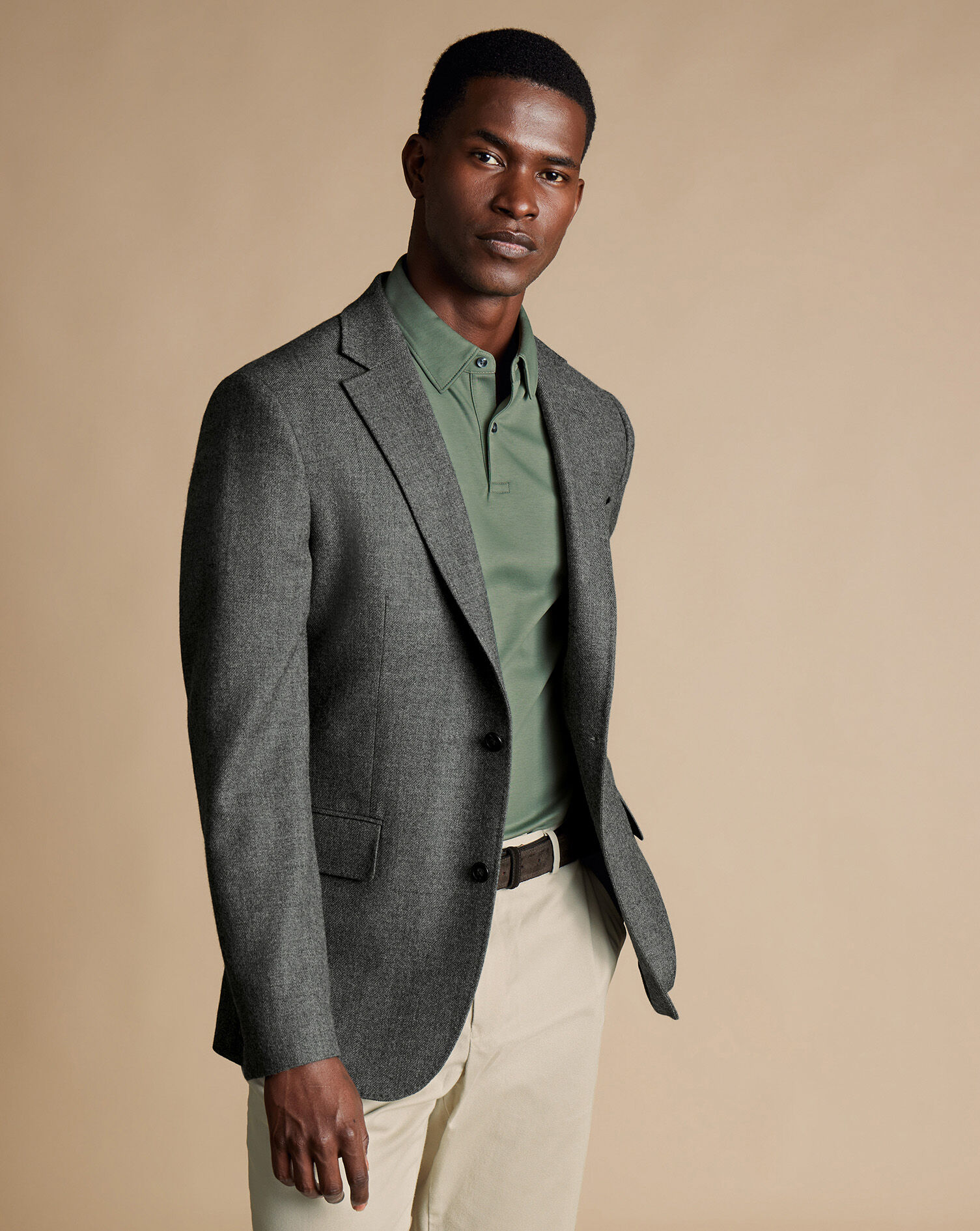 Slim Fit Linen jacket - Dark green - Men | H&M IN