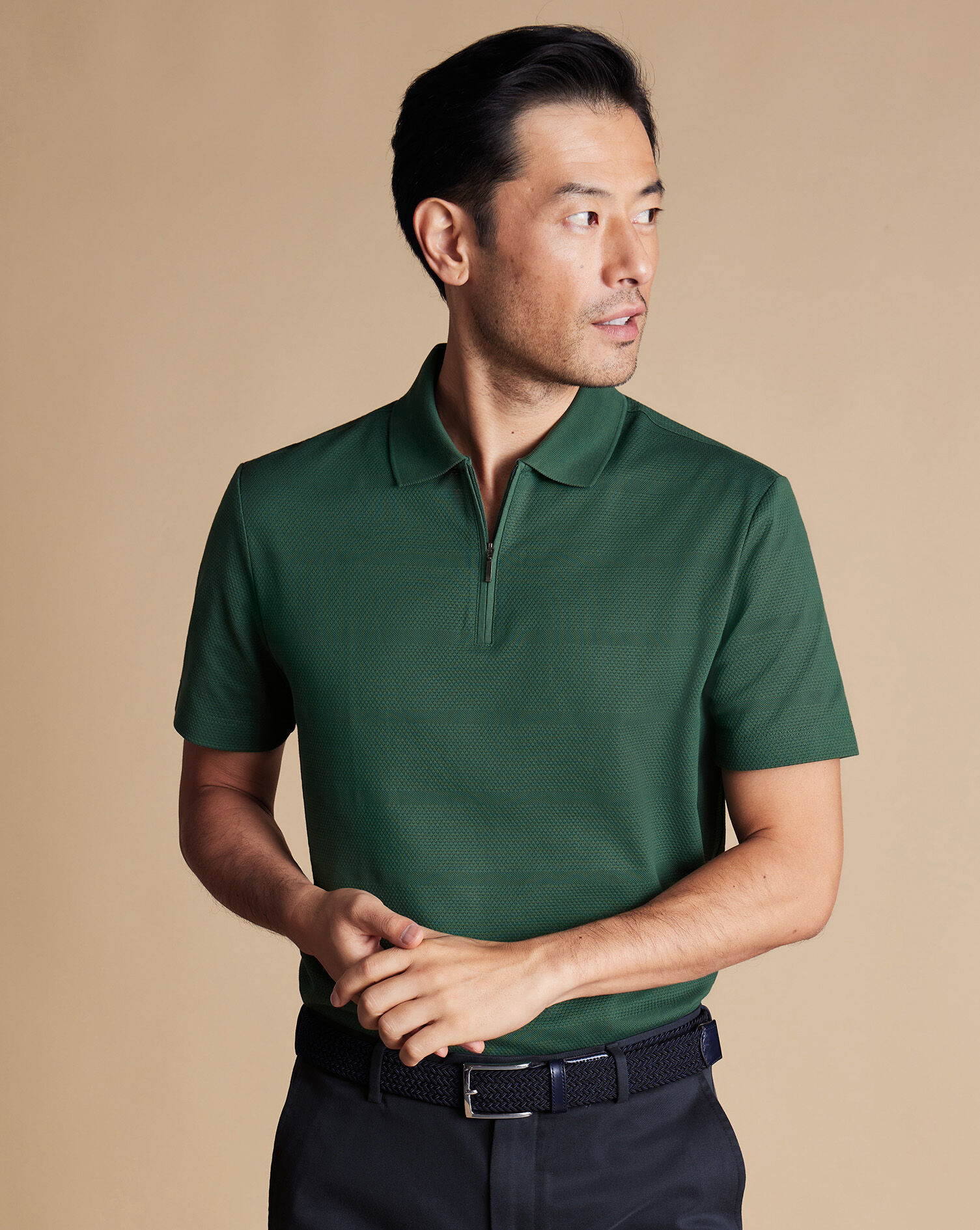 Mens zip sales up polo shirts