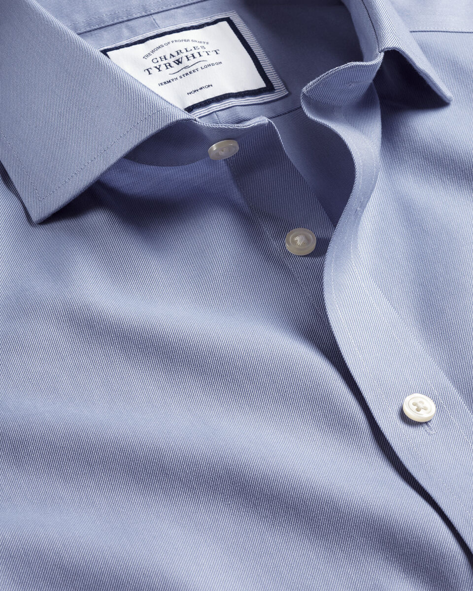 Cutaway Collar Non-Iron Twill Shirt- Indigo Blue | Charles Tyrwhitt