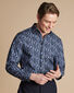 Made with Liberty Fabric Semi-Cutaway Large Floral Shirt - Navy