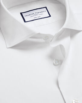 Semi-Spread Collar Non-Iron Stretch Twill Shirt - White