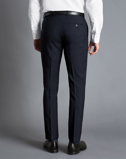 Melange Pinstripe Suit Trousers - Dark Navy | Charles Tyrwhitt