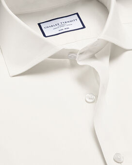 Spread collar Non-Iron Twill Shirt - Ivory